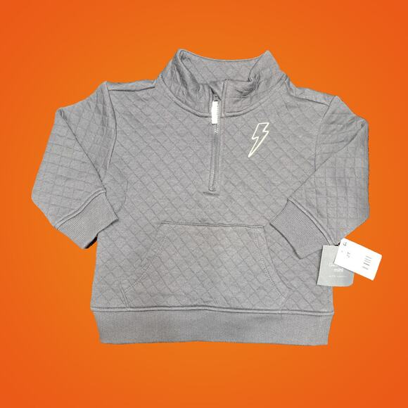 Boys Toddler Quilted Gray Pull Over with Front Pockets Size 2-T - Picture 1 of 8